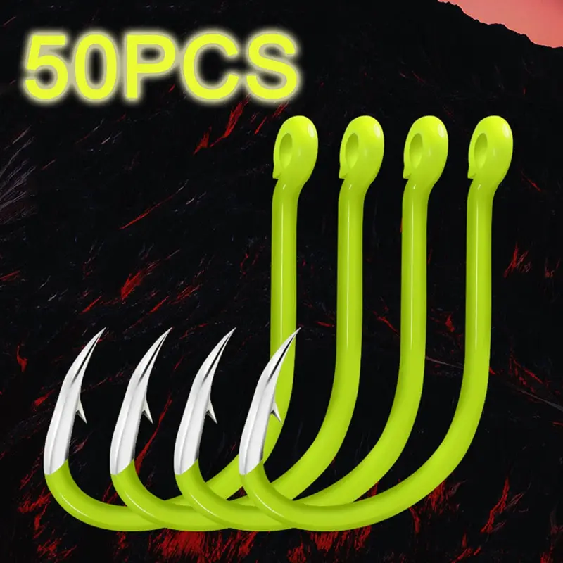 Fluorescent Fishing Bait Hooks - 50Pcs/Lot 1
