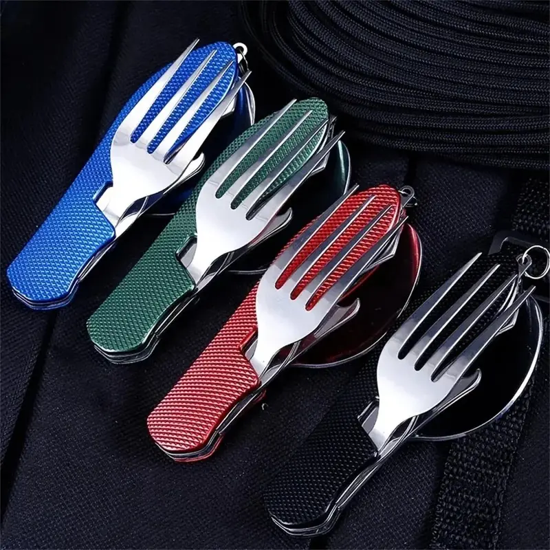 Foldable Camping Utensil Set - Multi-Functional Knife/Fork/Spoon Combo 1