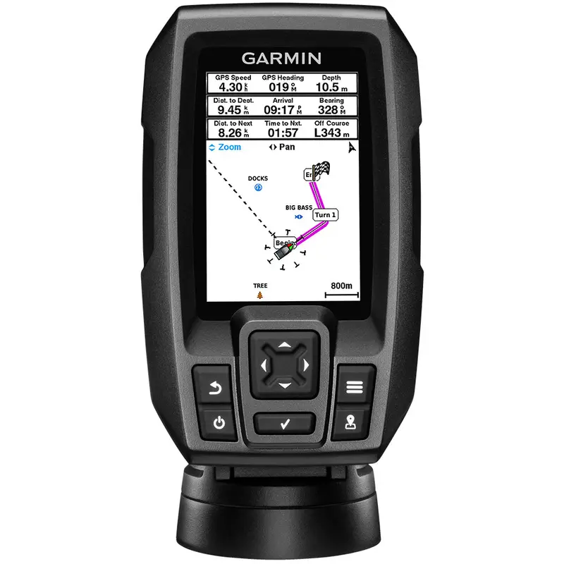 Garmin Striker 4 Fishfinder Worldwide Version W/77/200Khz - 4-Pin Transducer W/Transom & Trolling Motor Mounts 1