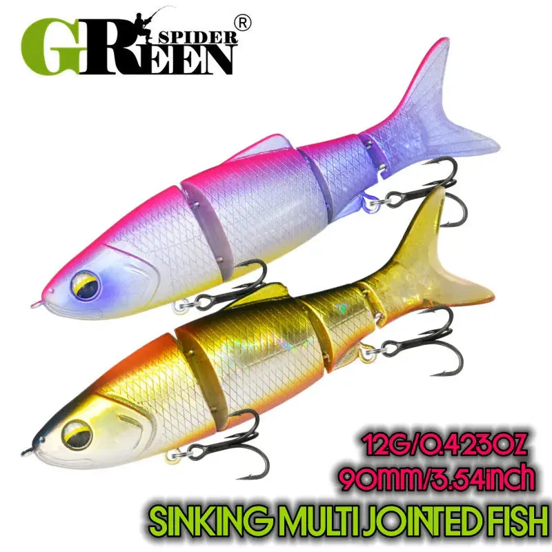 Greenspider Sinking Jointed Swimbait Musky Lure 90Mm 12G 1