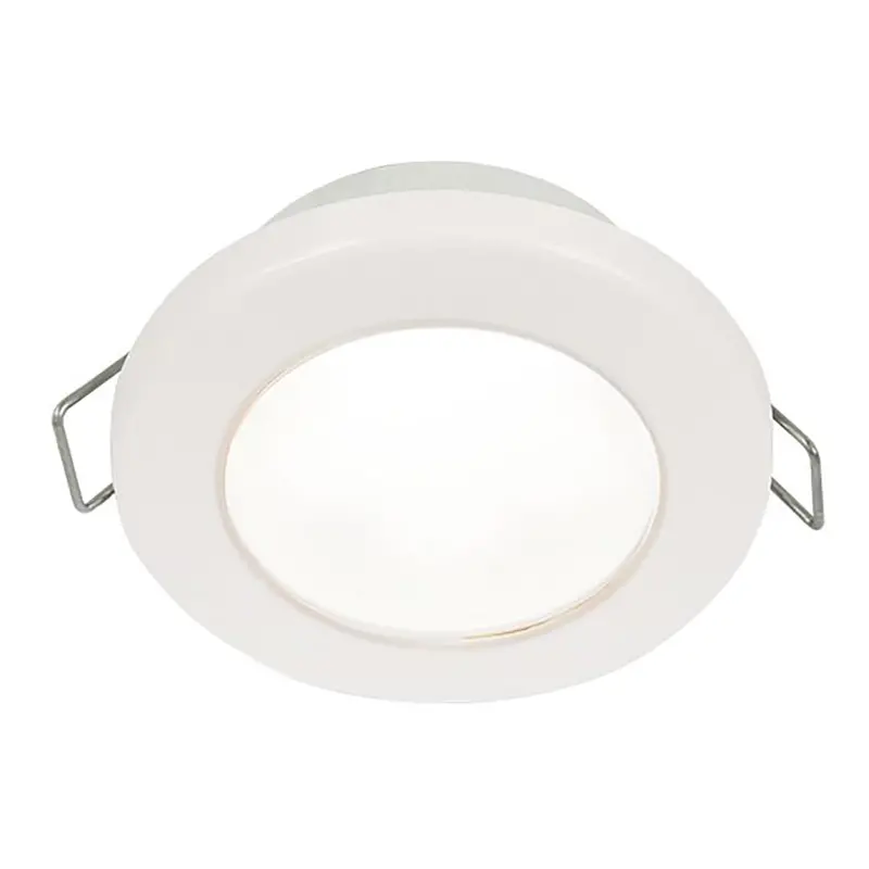 Hella Marine Euroled 75 3" Round Spring Mount Down Light - White Led - White Plastic Rim - 12V 1