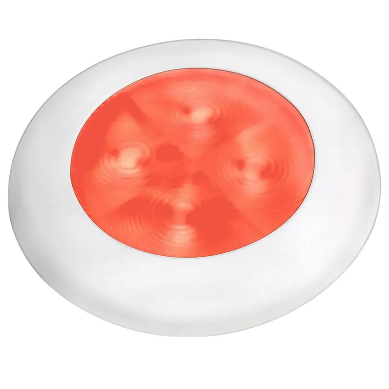 Hella Marine Red Led Round Courtesy Lamp - White Bezel - 24V 1
