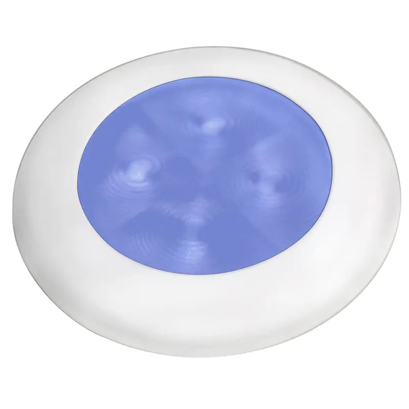Hella Marine Slim Line Led 'Enhanced Brightness' Round Courtesy Lamp - Blue Led - White Plastic Bezel - 12V 1