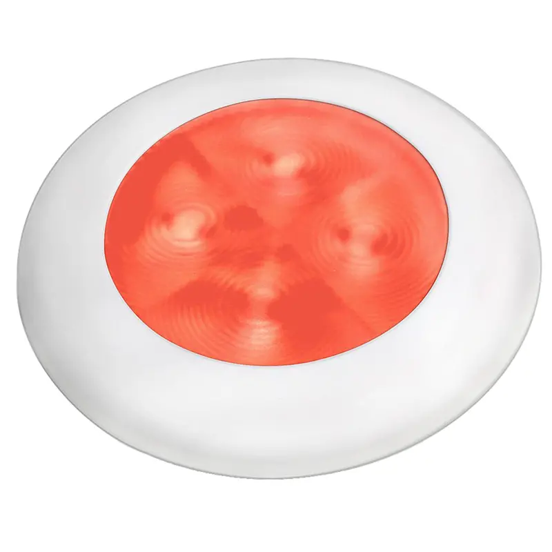 Hella Marine Slim Line Led 'Enhanced Brightness' Round Courtesy Lamp - Red Led - White Plastic Bezel - 12V 1