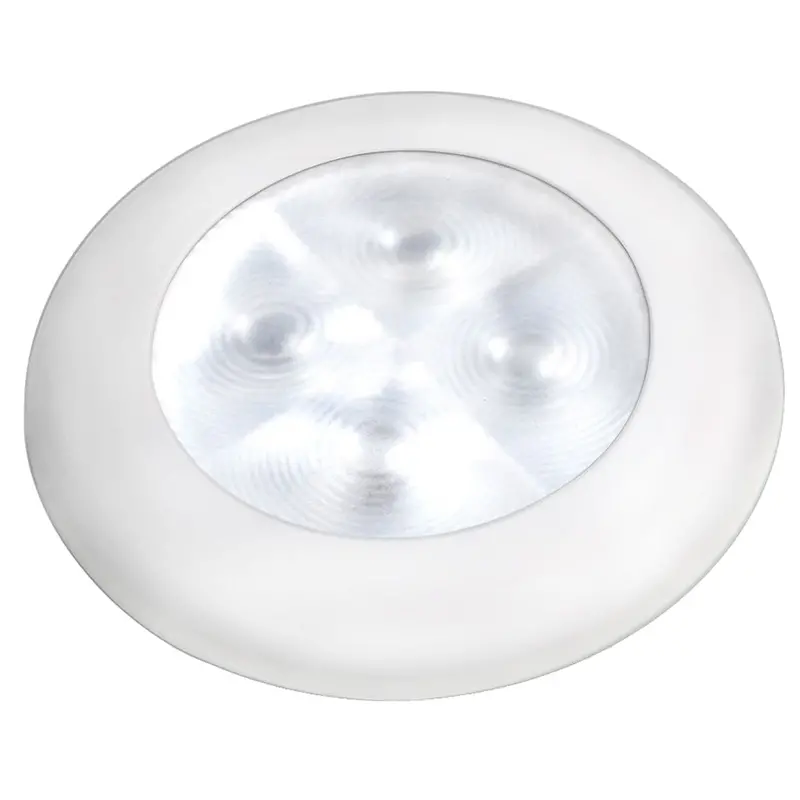Hella Marine Slim Line Led 'Enhanced Brightness' Round Courtesy Lamp - White Led - White Plastic Bezel - 12V 1