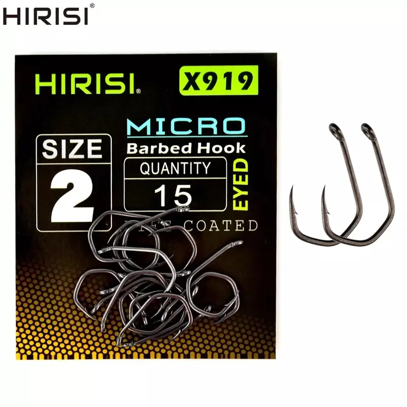 Hirisi 15Pcs Ptfe Coated 2# - 10# Micro Barbed Hook 1