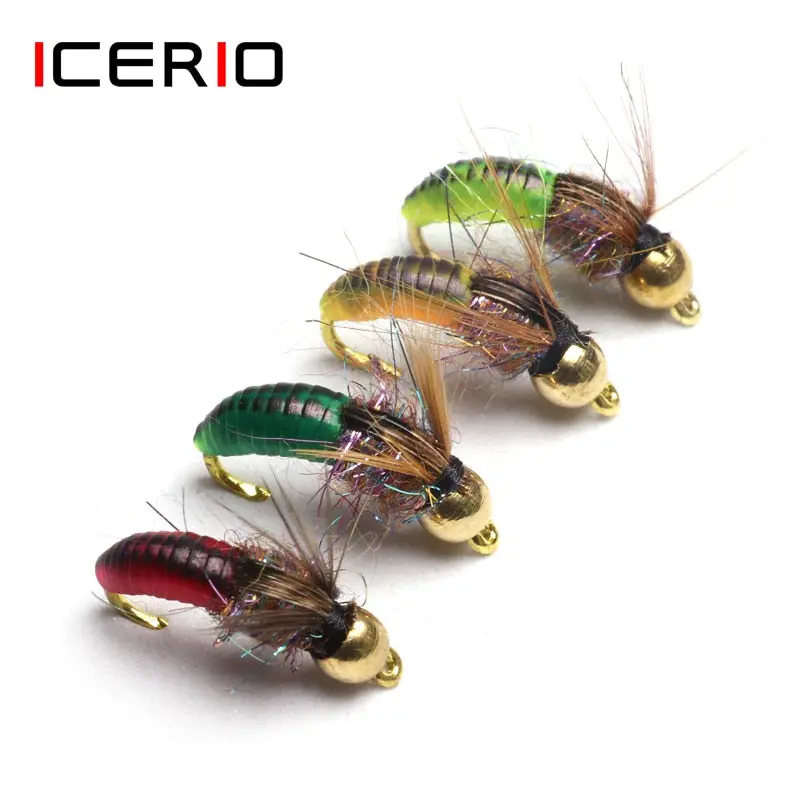 Icerio 8Pcs #12 Brass Bead Scud Fly 1