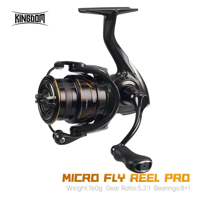 Kingdom Micro Fly Pro Spinning Reel 160G Utralight 8+1Bb 8Kg Max Drag 5.2:1 1