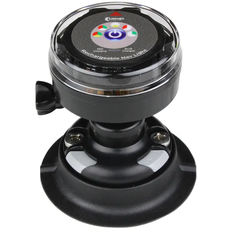 Lunasea Rechargeable Tri-Color Portable Navigation Light W/Railblaza Quikport Mount - Black 1