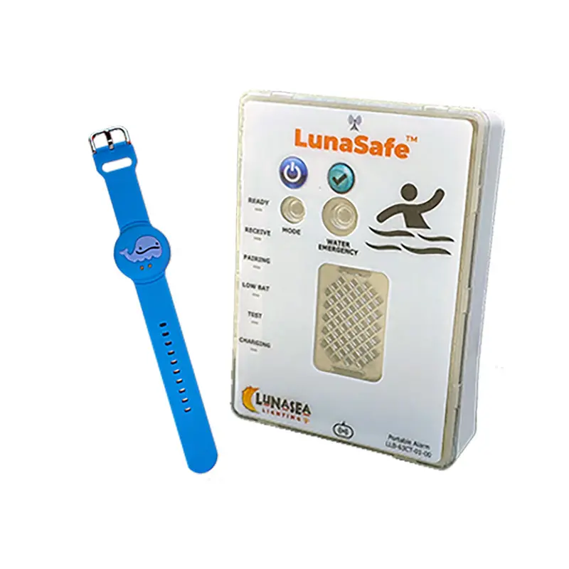Lunasea Water Activated Rf Transmitter W/Rechargeable Alarm Receiver - Blue 1