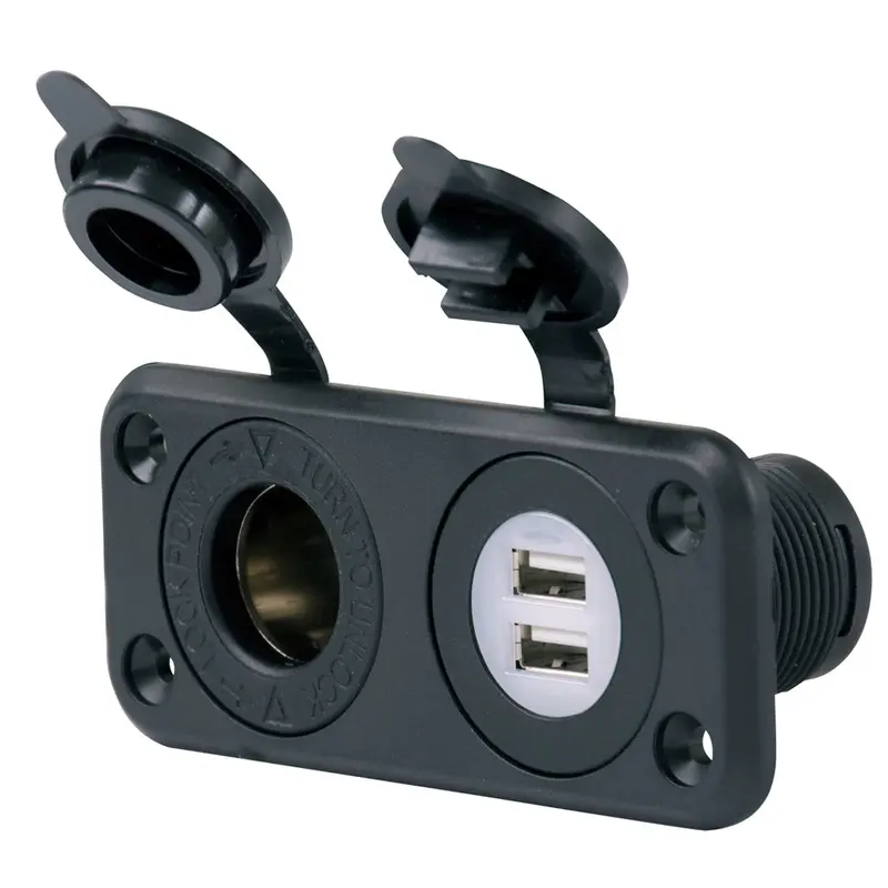 Marinco Sealink Deluxe Dual Usb Charger & 12V Receptacle 1