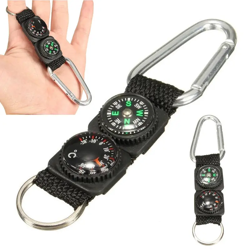 Multifunctional 3-In-1 Mini Carabiner Keychain Compass/Thermometer 1