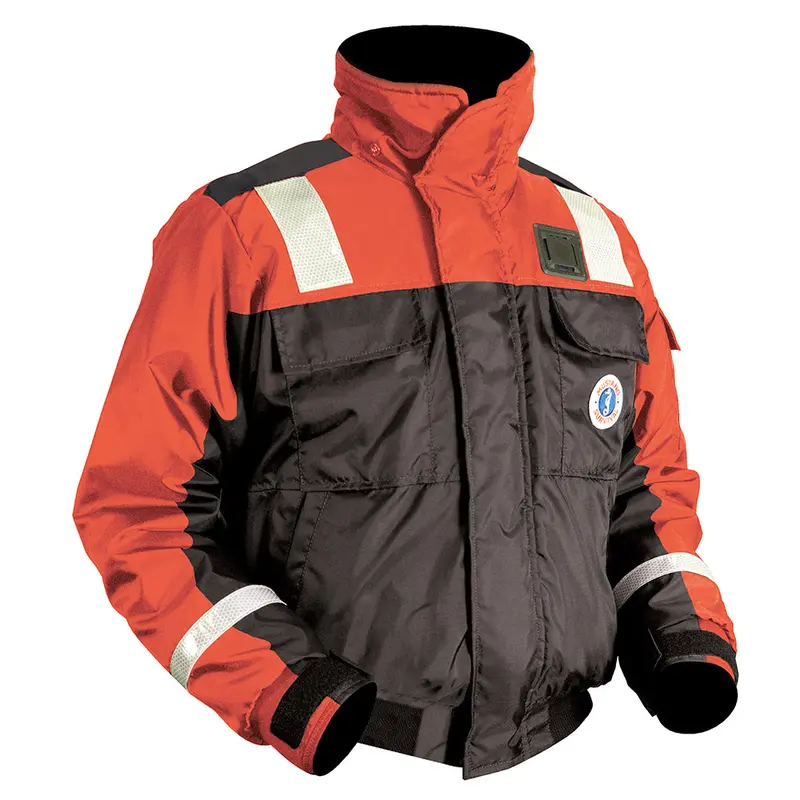 Mustang Classic Flotation Bomber Jacket W/Reflective Tape - Orange/Black - Large 1