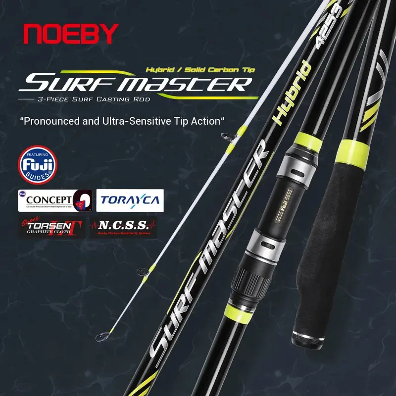 Noeby Hybrid Surf Master Casting Fishing Rod 4.25M 3Pc Carbon Tip Fuji Guide Dps Reel Seat 1