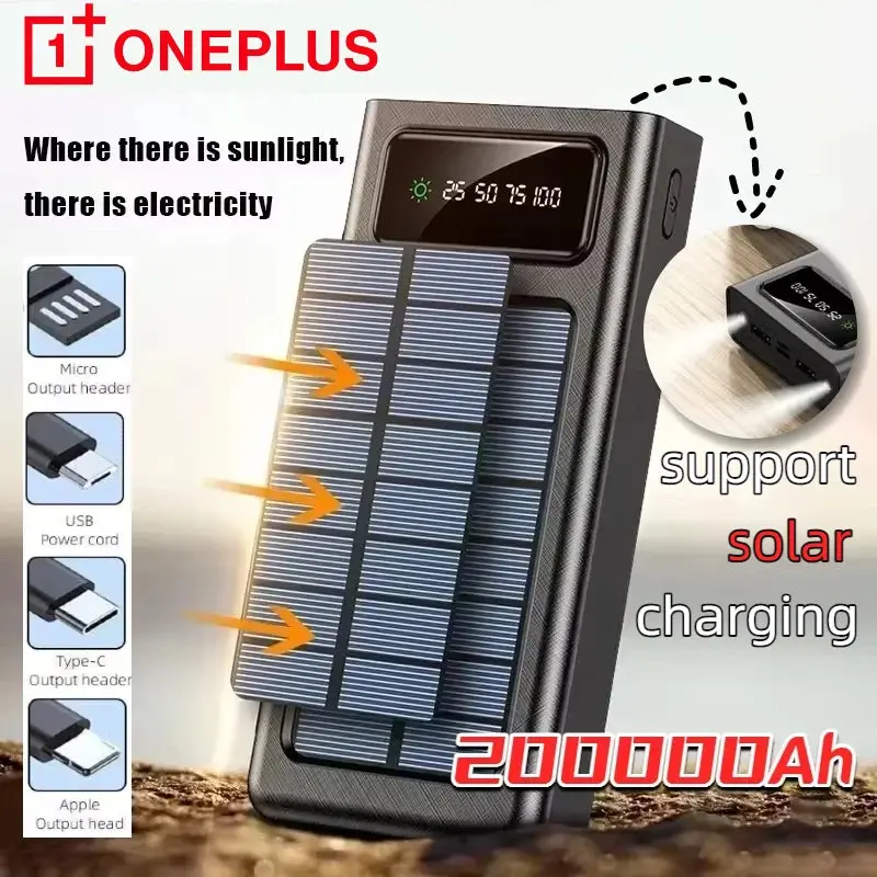 Oneplus 200000Mah Solar Power Bank Ultra Capacity Usb Super Fast Charging 1