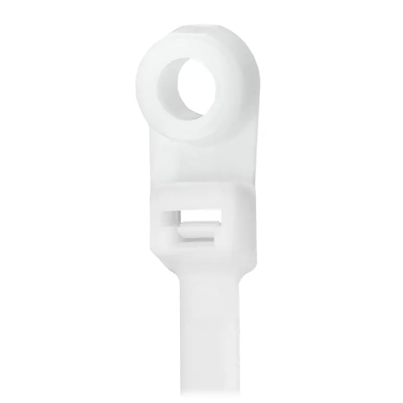 Pacer 8" Cable Tie W/Mounting Ring - Natural Color - 50Lb Tensile Strength - 2" Bundle Diameter - 100 Piece Bag 1