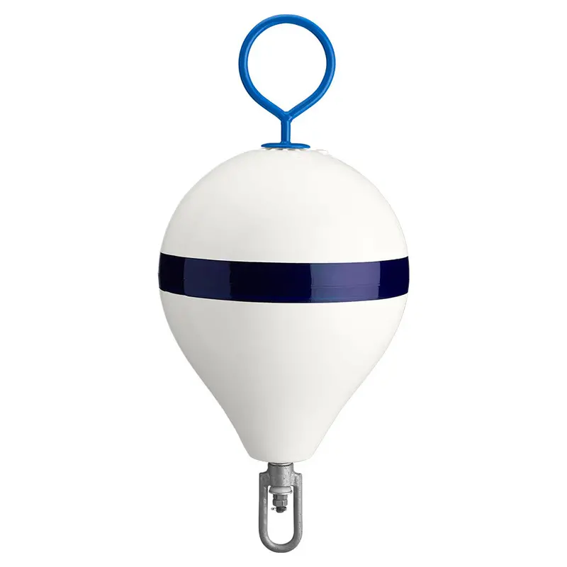 Polyform 13.5" Cm Mooring Buoy W/Galvanized Iron - White Blue Stripe 1