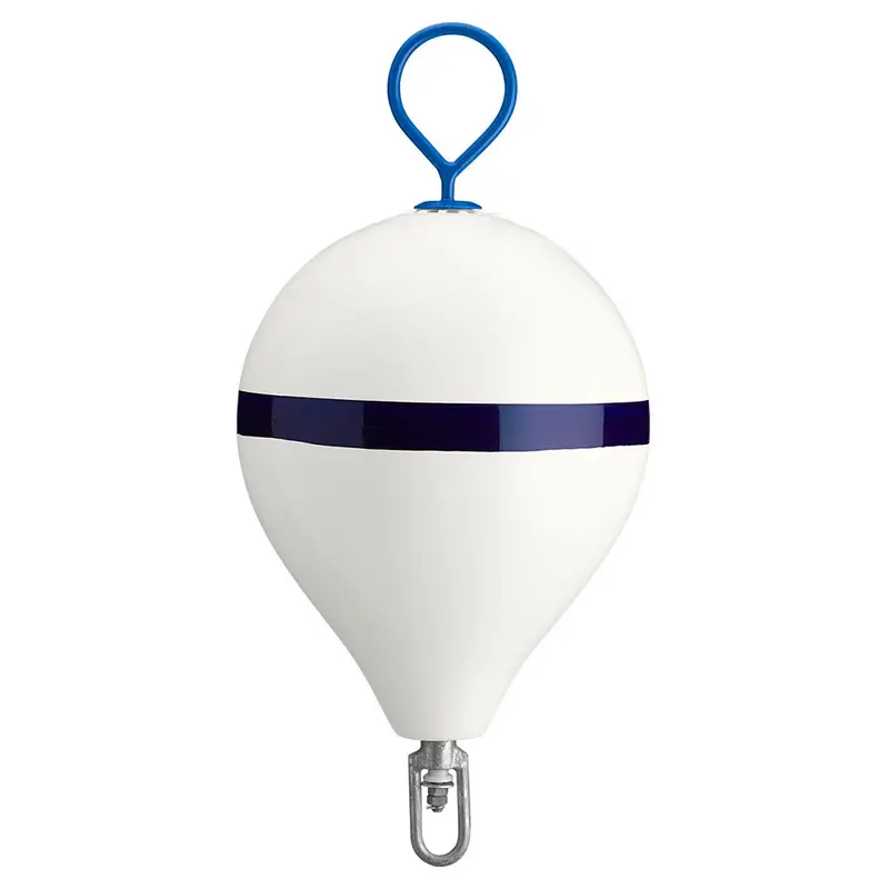 Polyform 17" Cm Mooring Buoy W/Galvanized Iron - White Blue Stripe 1