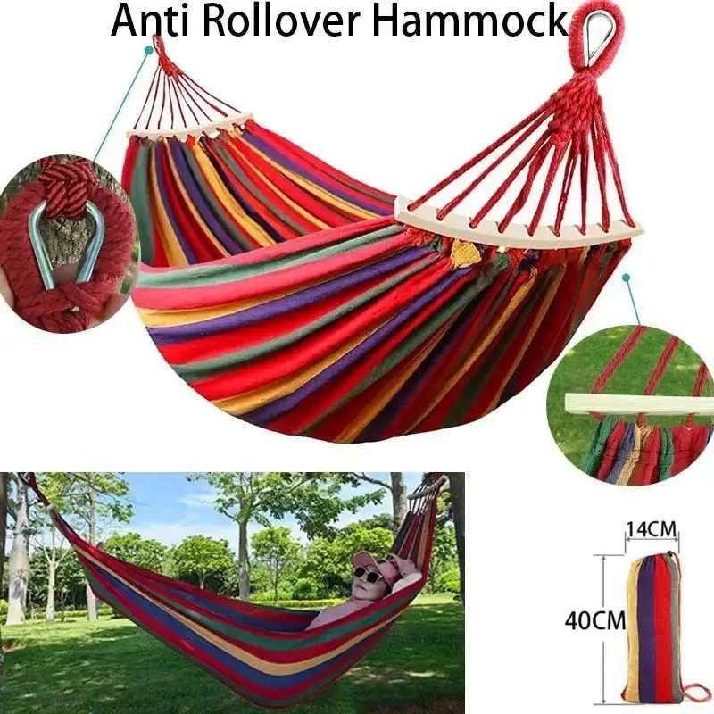 Portable Anti Rollover Canvas Single/Double Hammock With Carry Bag 1