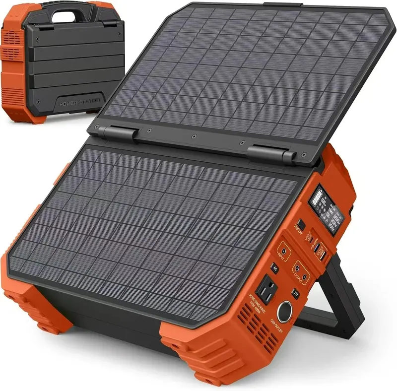 Portable Power Station 1000W With Built-In Solar Panel Lifepo4 Battery Pack Ac/Dc/Usb/Pd Outputs 1