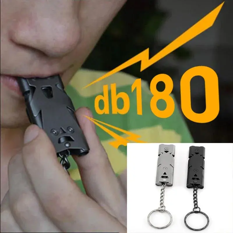Portable Survival Whistle 180 Db Aluminum Alloy Keychain 1
