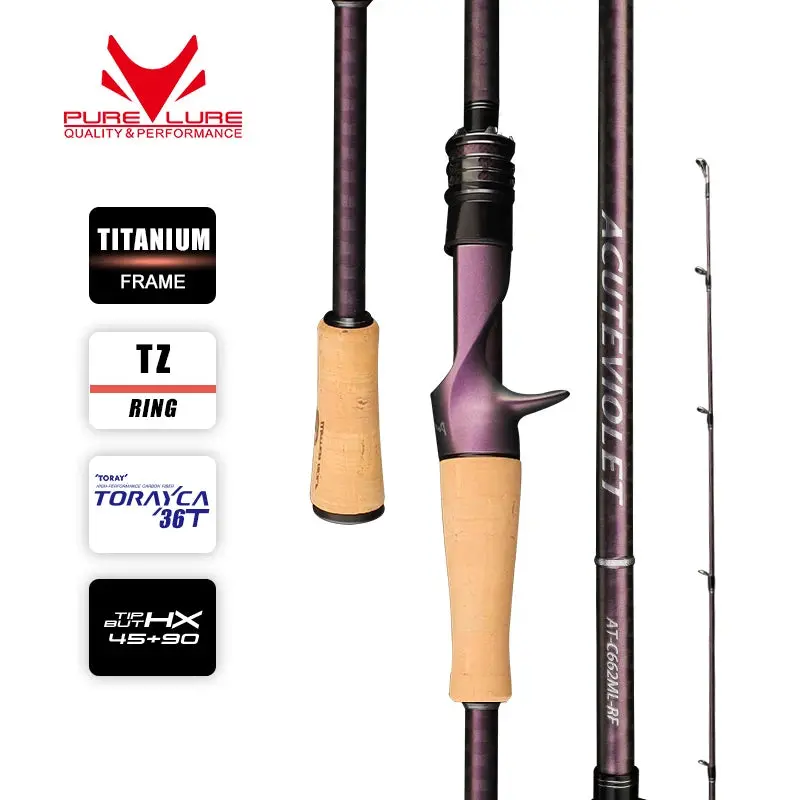 Purelure Acuteviolet Casting/Spinning Rod L/Ml/M/Mh Action 2Pc 1.98M-2.03M 1