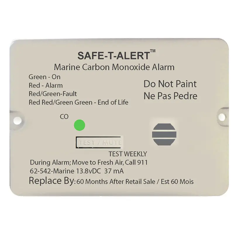 Safe-T-Alert 62 Series Carbon Monoxide Alarm W/Relay - 12V - 62-542-Marine-Rly-Nc - Flush Mount - White 1