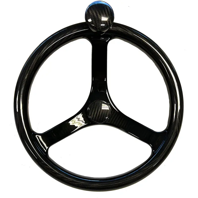 Schmitt Marine Carbon Fiber Primus Wheel W/Knob 13.5" W/Sanntoprene Finger Grip 3/4" Tapered Shaft W/Cf Nut 1