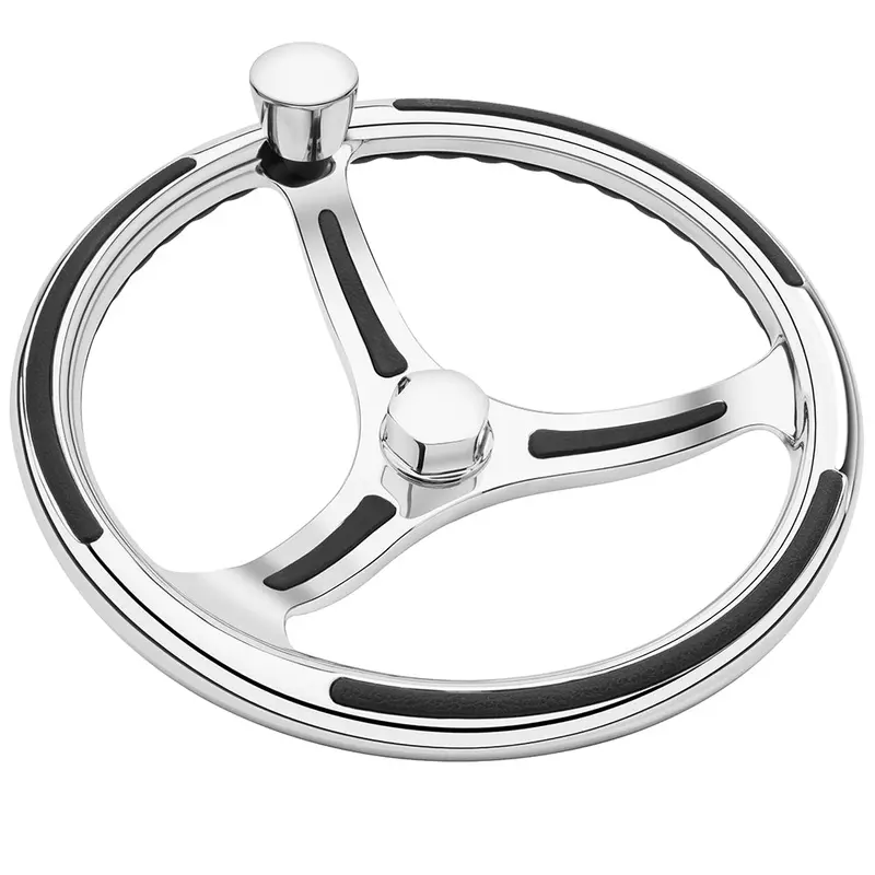 Schmitt Marine Primus Model 740 - 13.5" Wheel W/Knob  Finger Grip - 3/4" Tapered Shaft W/Faux Nut - 1/2"  3/4" Adapters 1
