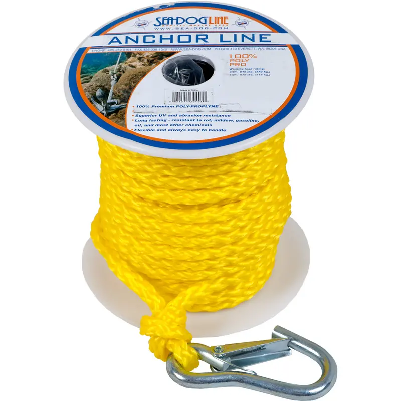 Sea-Dog Poly Pro Anchor Line W/Snap - 3/8" X 75 - Yellow 1