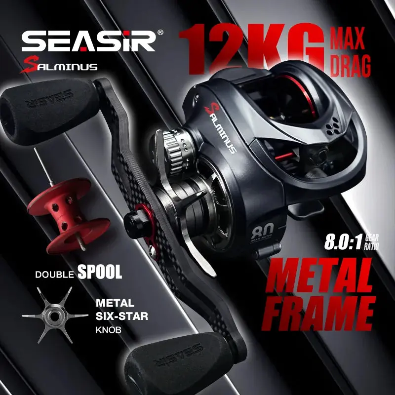 Seasir Salminus Baitcasting Reel 8.0:1 Ratio 11+1Bb 12Kg Max Drag 1