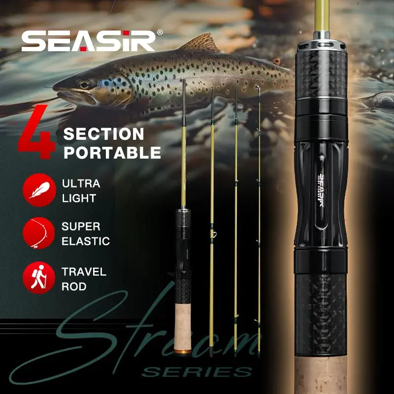 Seasir Silent Stream Carbon Casting/Spinning Rod Ul Power Mf Action 1.53/1.65M 4Pc 1