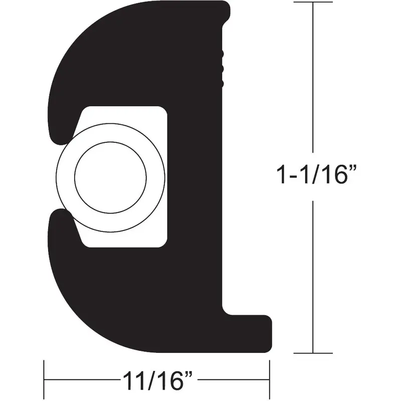 Taco Flex Vinyl Rub Rail Kit - Black W/White Insert - 50' - 1-1/16" X 11/16" 1