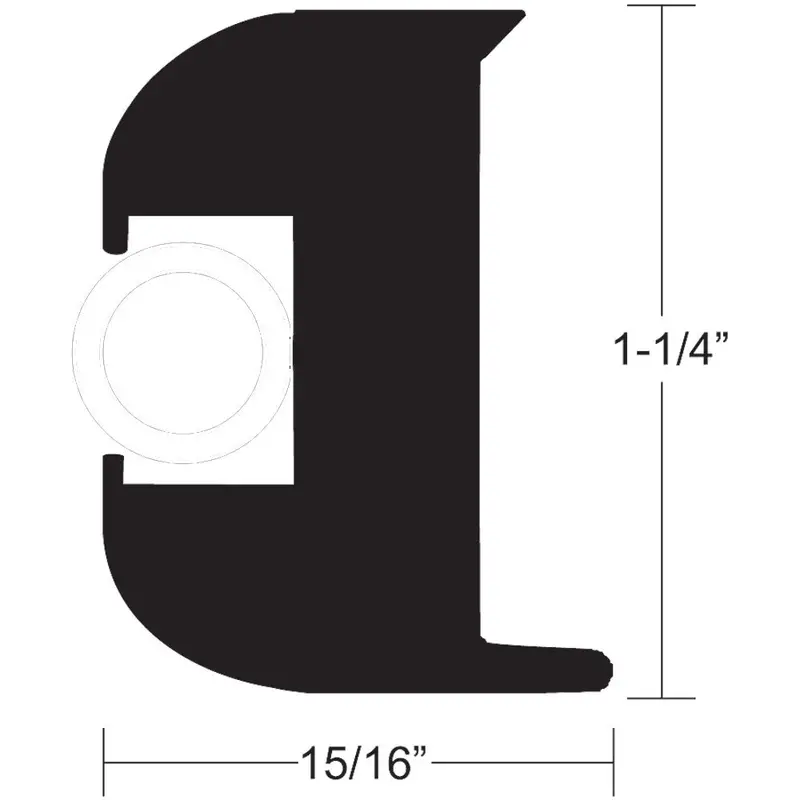 Taco Flex Vinyl Rub Rail Kit - Black W/White Insert - 50' - 1-1/4" X 15/16" 1