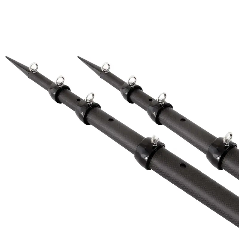 Tigress 15' Xd 3K Carbon Fiber Telescoping Outrigger Poles - Matte Black/ Black - Pair 1