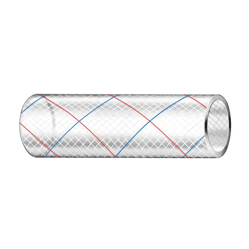 Trident Marine 1" X 50' Clear Reinforced Pvc Hose Tubing - Red  Blue Tracer 1