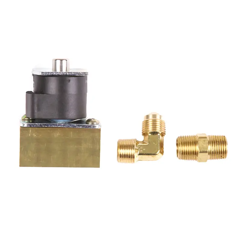 Trident Marine 12Vdc Low-Pressure Brass Solenoid Shut-Off Valve 3/8" Female Ports  2 Brass Connection Fittings 1