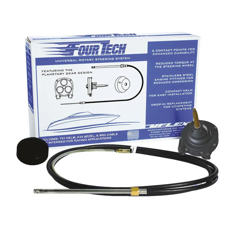 Uflex Fourtech 20' Black Mach Rotary Steering System W/Helm, Bezel  Cable 1