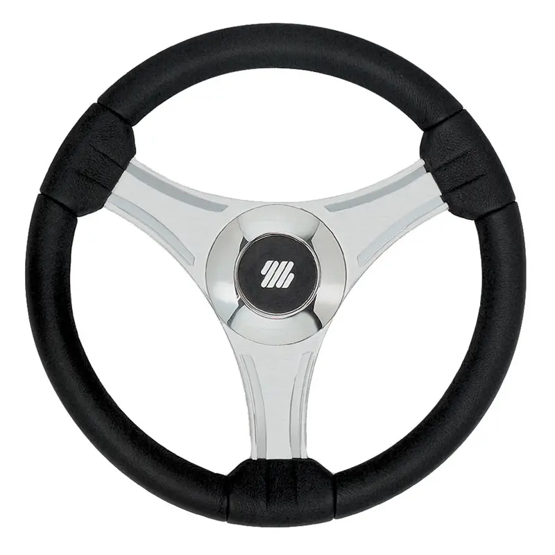 Uflex - Tavolara - 13.8" Black Polyurethane Steering Wheel W/Silver Spokes  X62 Hub 1