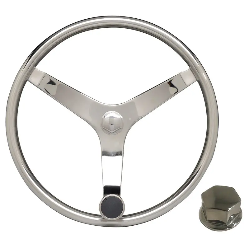 Uflex - V46 - 13.5" Stainless Steel Steering Wheel W/Speed Knob  Chrome Nut 1