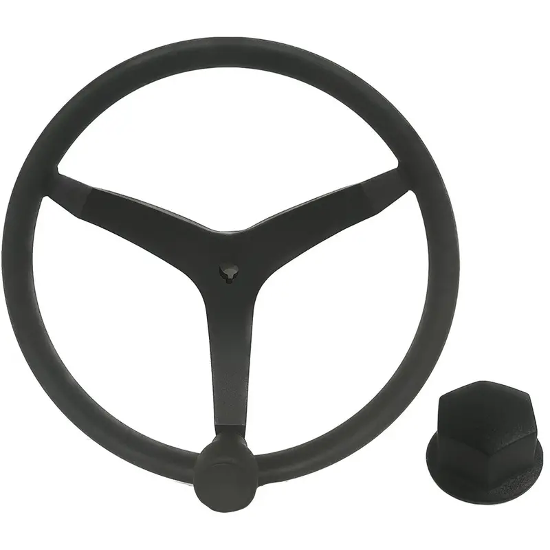 Uflex - V46 - 13.5" Stainless Steel Steering Wheel W/Speed Knob  Chrome Nut - Black 1