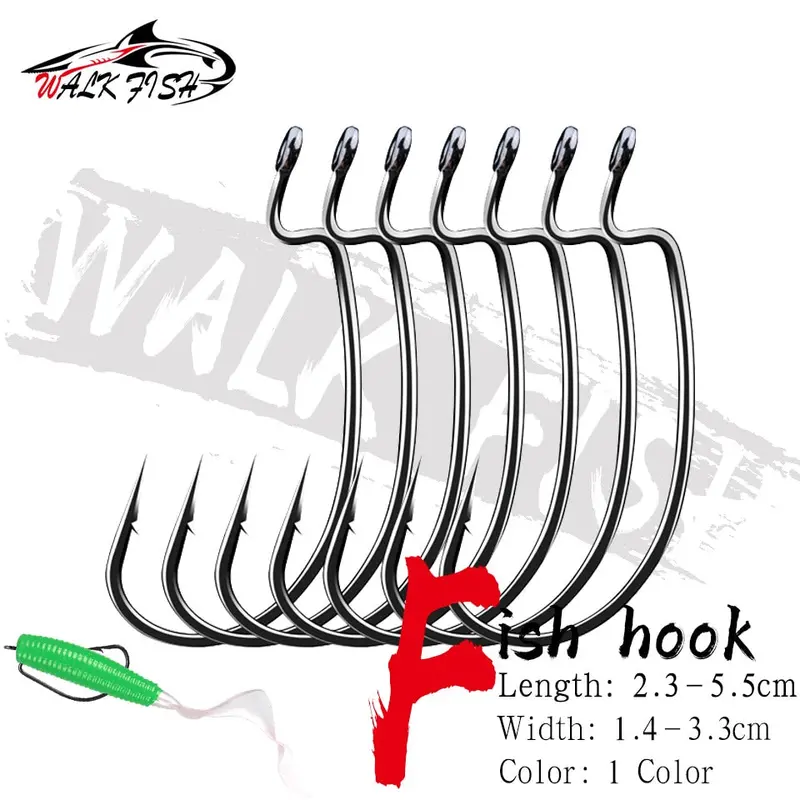 Walk Fish 50Pcs 5/0# - 8# Wide Offset Crank Bait Hook 1