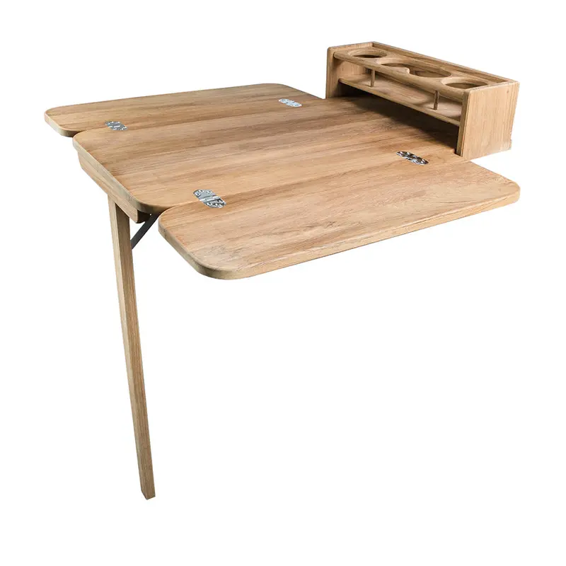 Whitecap Cockpit Table W/Folding Leaves  4 Cupholders - Teak 1