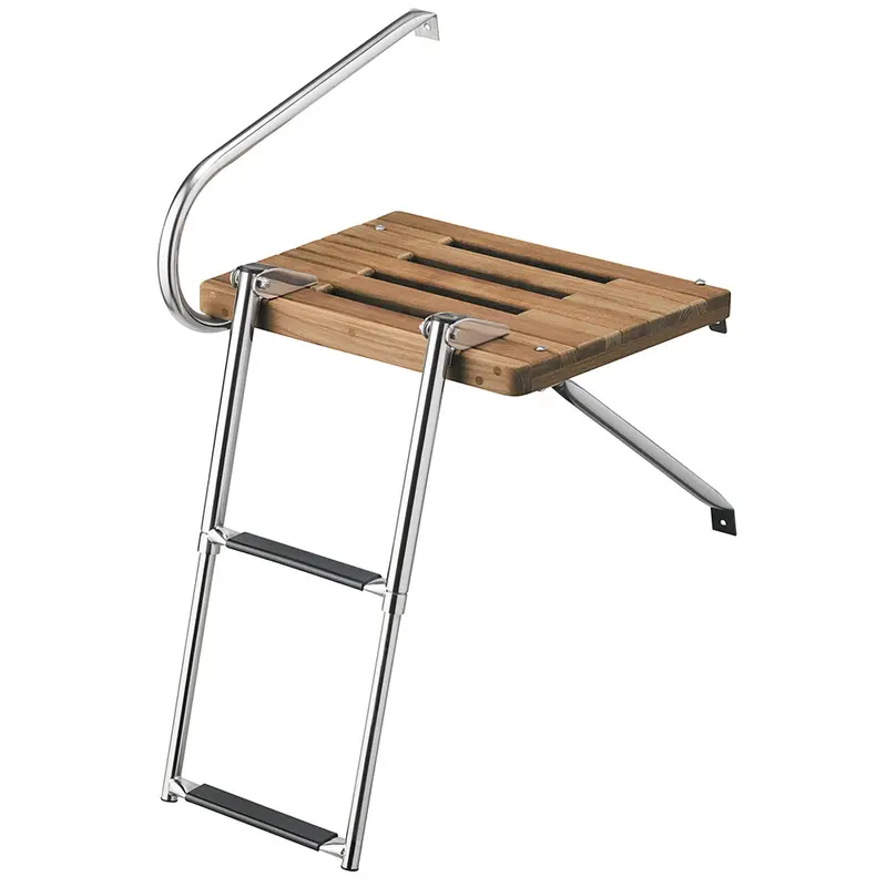 Whitecap Teak Swim Platform W/2-Step Telescoping Ladder F/Boats W/Outboard Motors 1