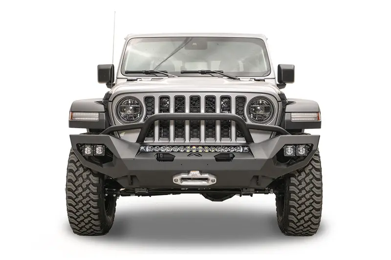 Fab Fours Matrix Front Bumper For Jeep Jl – Bare Steel Pre-Runner Style 1
