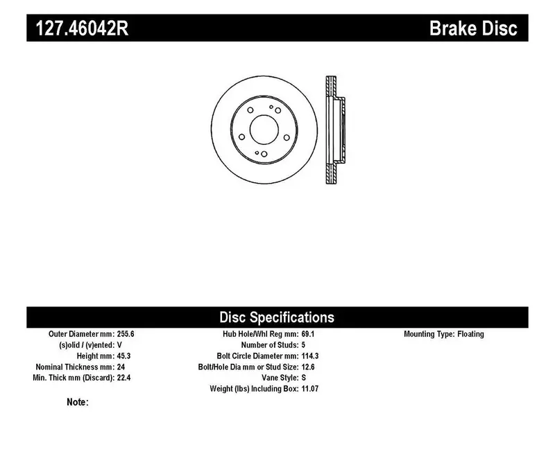 Stoptech 127.46042R Front Right Drilled And Slotted Sport Brake Rotor 1