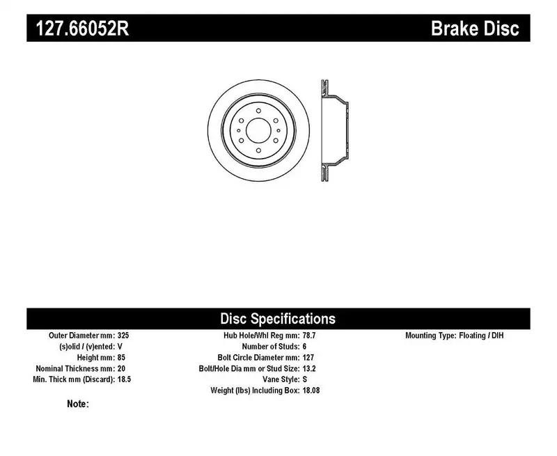 Stoptech 127.66052R Rear Right Sport Drilled And Slotted Brake Rotor 1