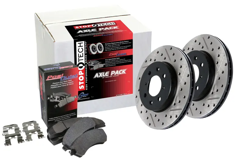 Stoptech 935.45015 Street Axle Pack: Four-Wheel Drilled & Slotted Brake Kit 1
