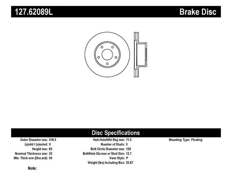 Stoptech Sport Drilled And Slotted Front Left Brake Rotor 1