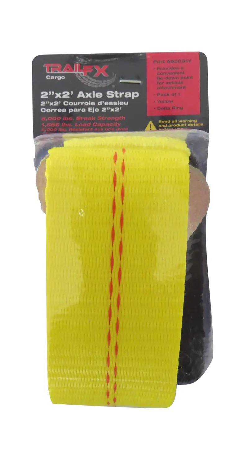 Trailfx A92031Y Yellow Recovery Strap – 24X2-Inch, 1,666-Lb Load Capacity, Single D-Ring End 1